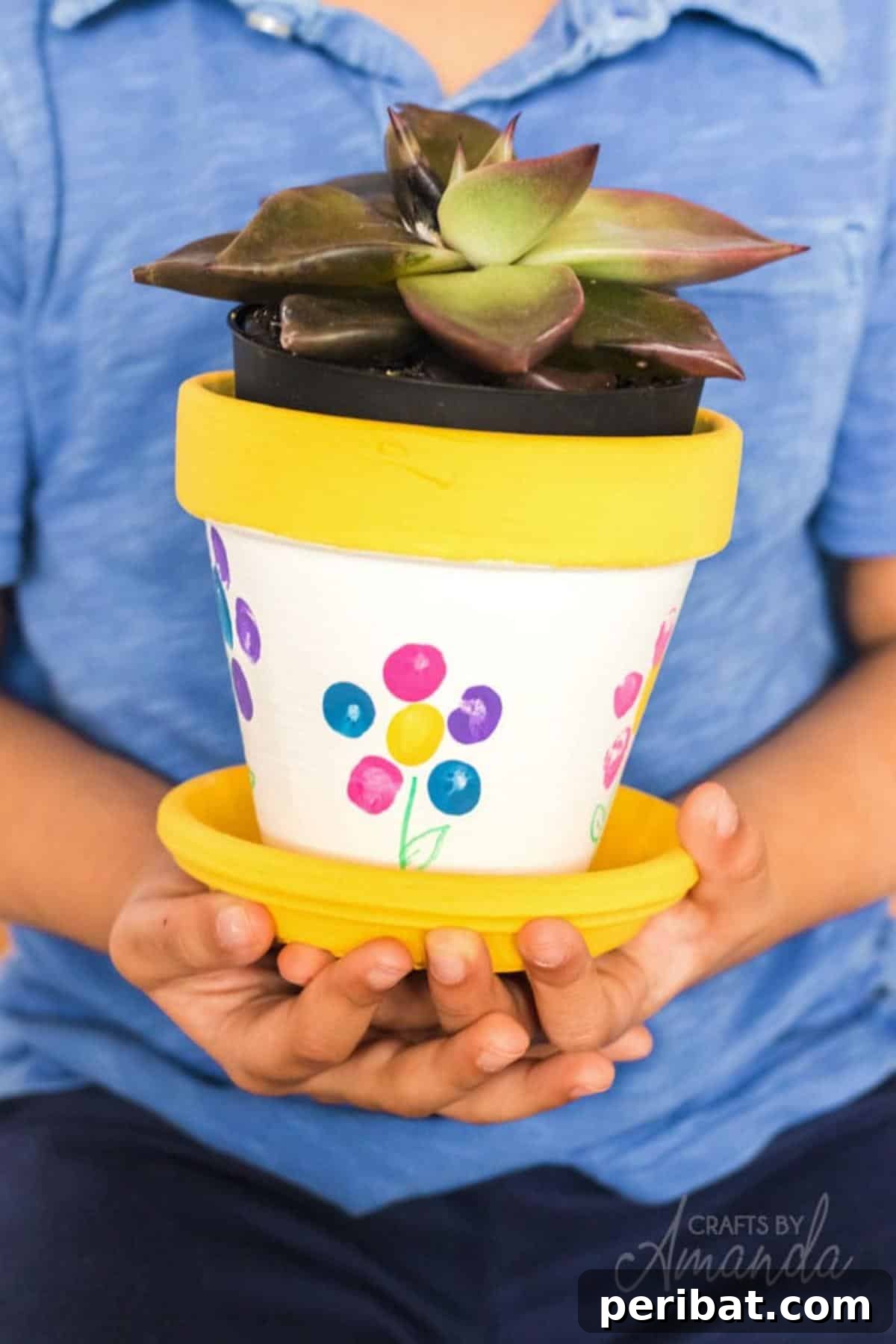 40 Creative Flower Pot Projects 17 A charming fingerprint flower pot, showcasing unique personal designs made with fingerprints, perfect as a keepsake.