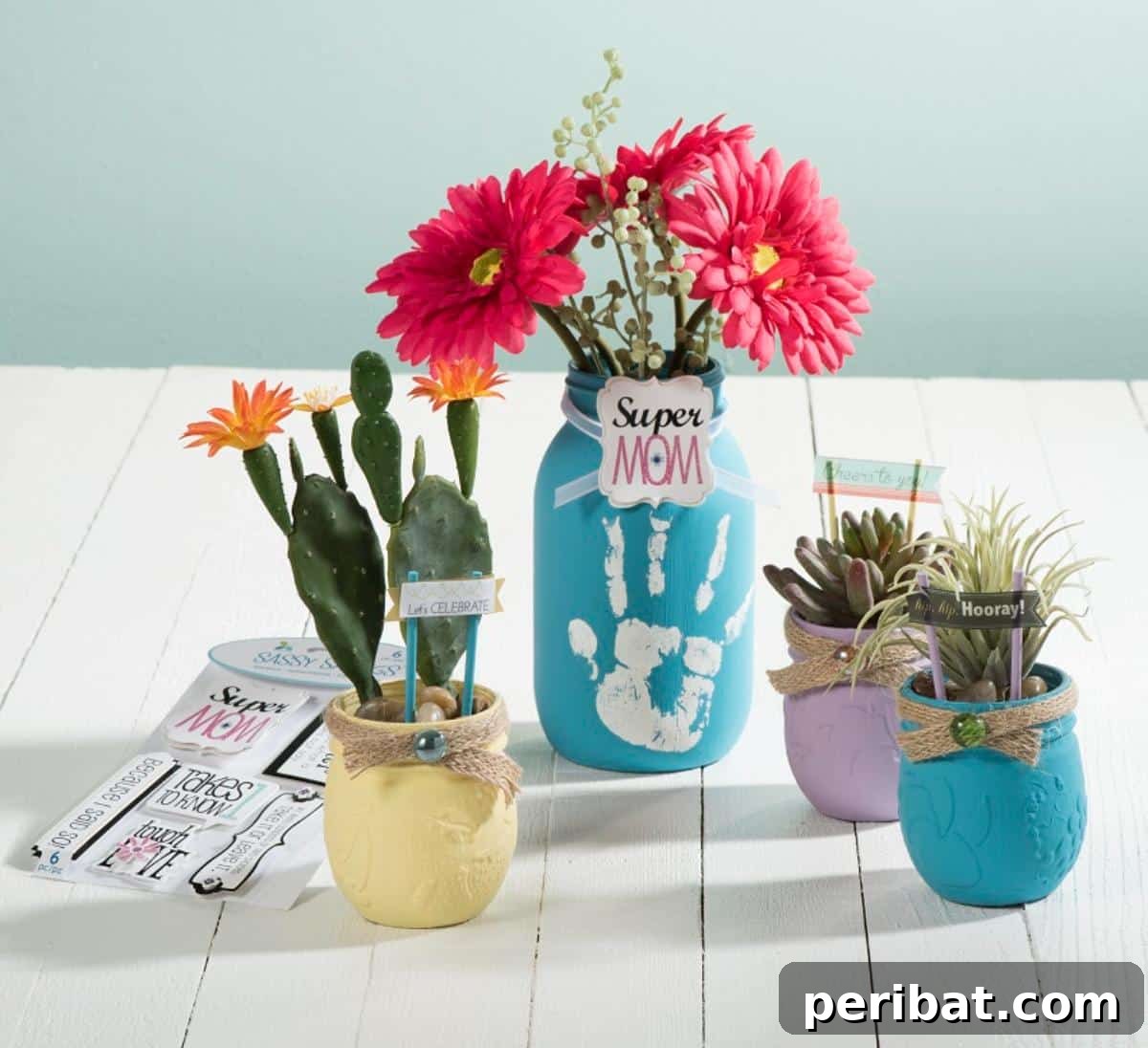 40 Creative Flower Pot Projects 29 Charming chalky paint mason jar flower pots, offering a rustic and fashionable vintage touch to any room.