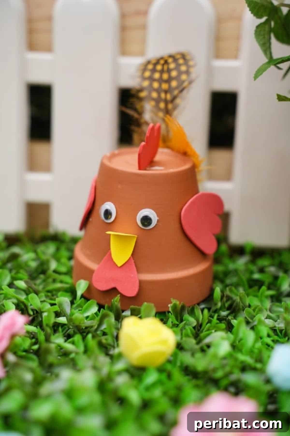 40 Creative Flower Pot Projects 8 An endearing DIY flower pot chicken craft, complete with a helpful video tutorial for easy creation.
