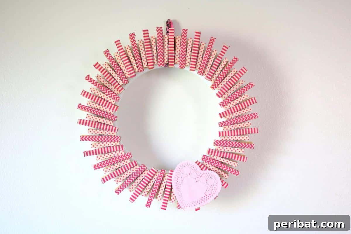 40 Adorable and Inventive Washi Tape Ideas 18 Clothespin Valentine's Day Wreath In Under An Hour