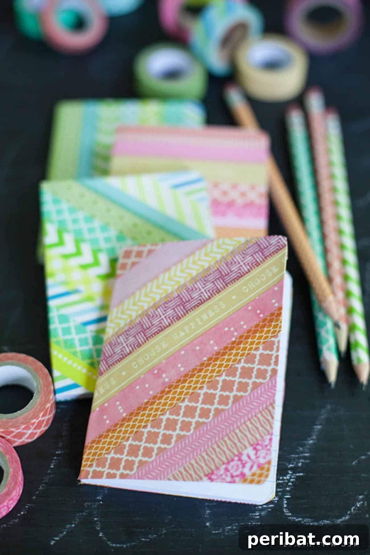 40 Adorable and Inventive Washi Tape Ideas 22 Washi Tape Pencils & Notebooks