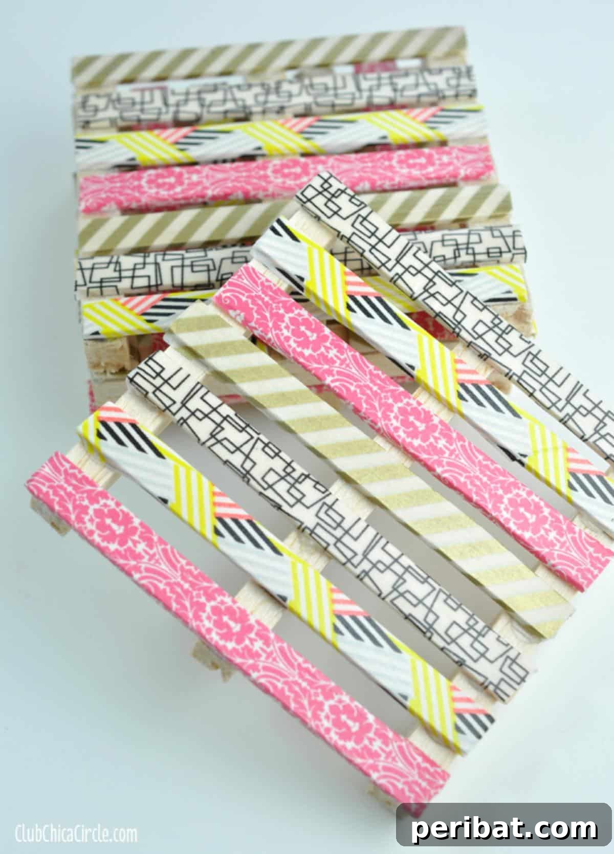 40 Adorable and Inventive Washi Tape Ideas 25 DIY Washi Tape Mini Pallet Coasters