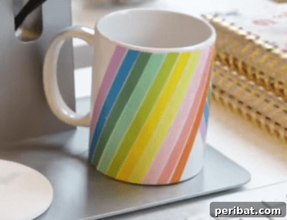 40 Adorable and Inventive Washi Tape Ideas 35 Dishwasher Safe Washi Tape Decorated Coffee Cup