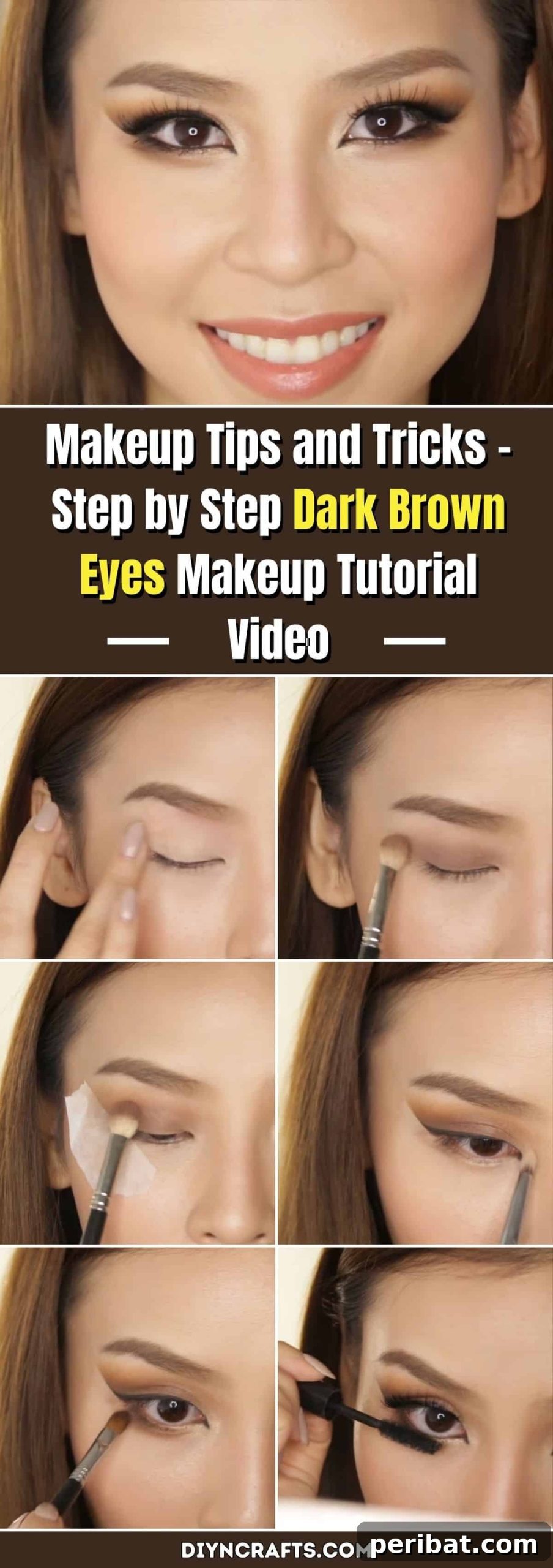 Dark Brown Eye Makeup Tutorial Step by Step 2 Makeup Tips and Tricks – Step by Step Dark Brown Eyes Makeup Tutorial Video pinterest image