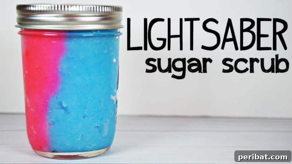Dual-colored sugar scrub inspired by Star Wars Rebels, representing the light and dark sides.