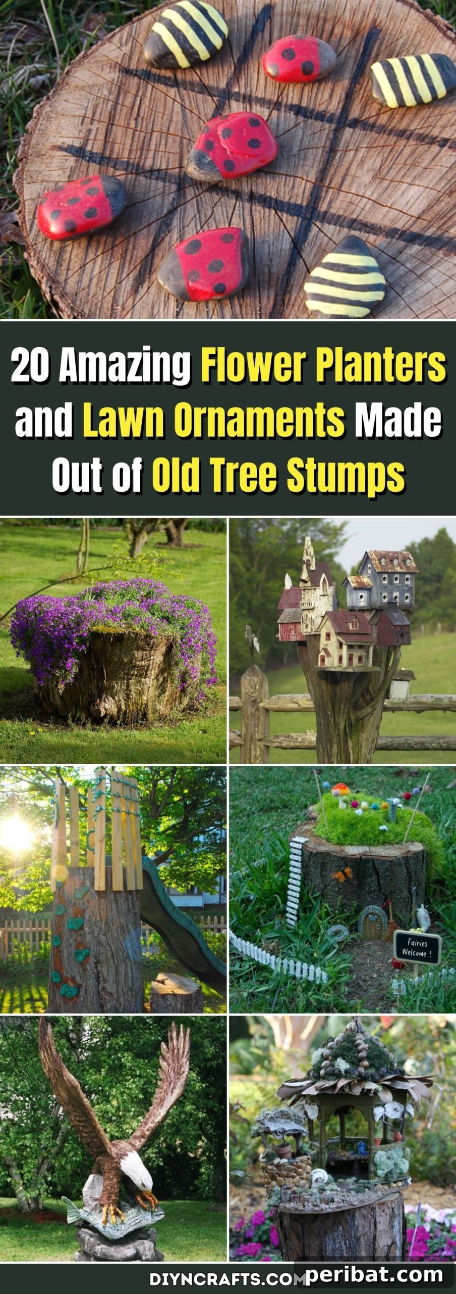 Stump to Splendor Ingenious Garden Planters and Ornaments 2 Transform Your Garden: Stunning Tree Stump Flower Planters and Lawn Ornaments