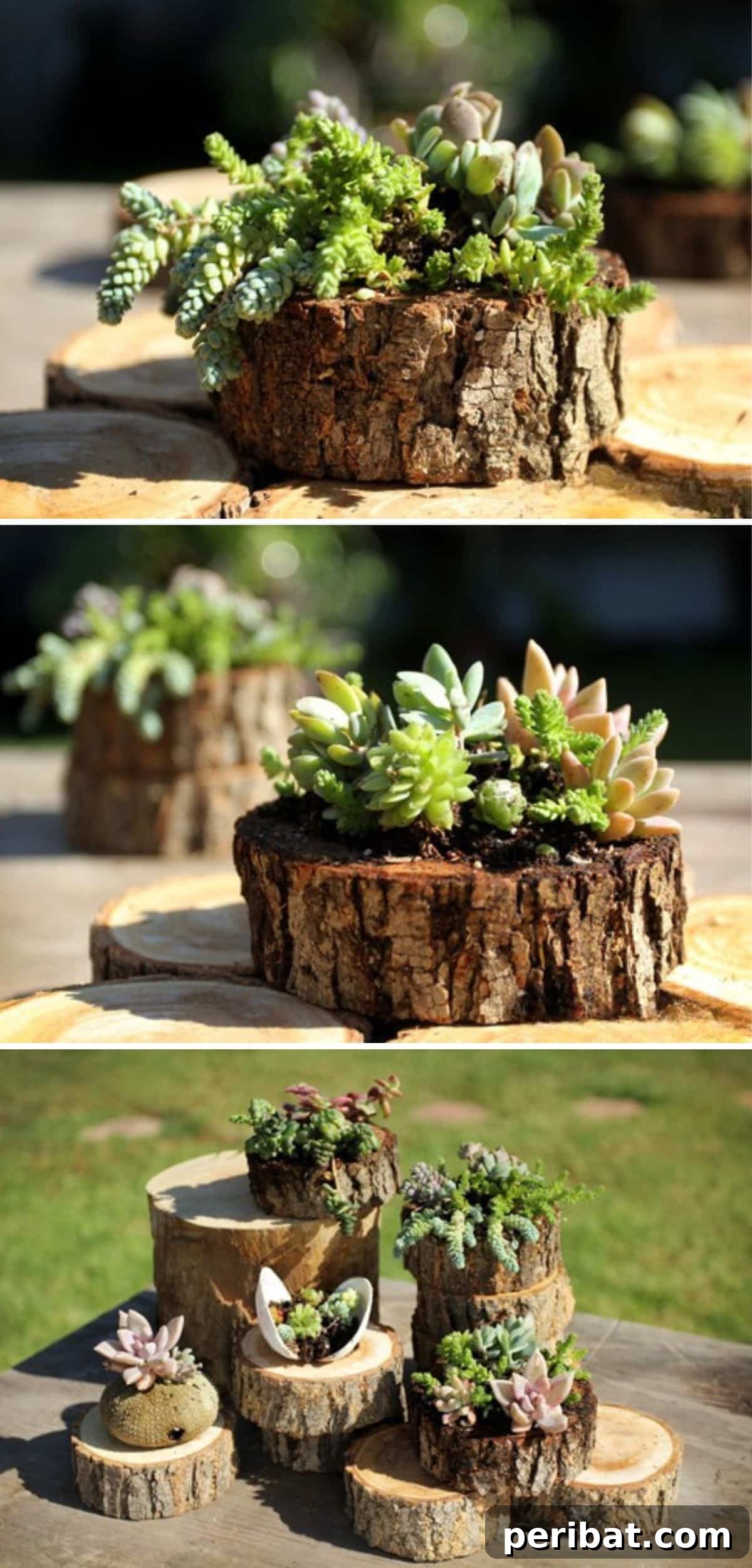 Stump to Splendor Ingenious Garden Planters and Ornaments 8 Thriving succulent garden nestled within an old tree stump