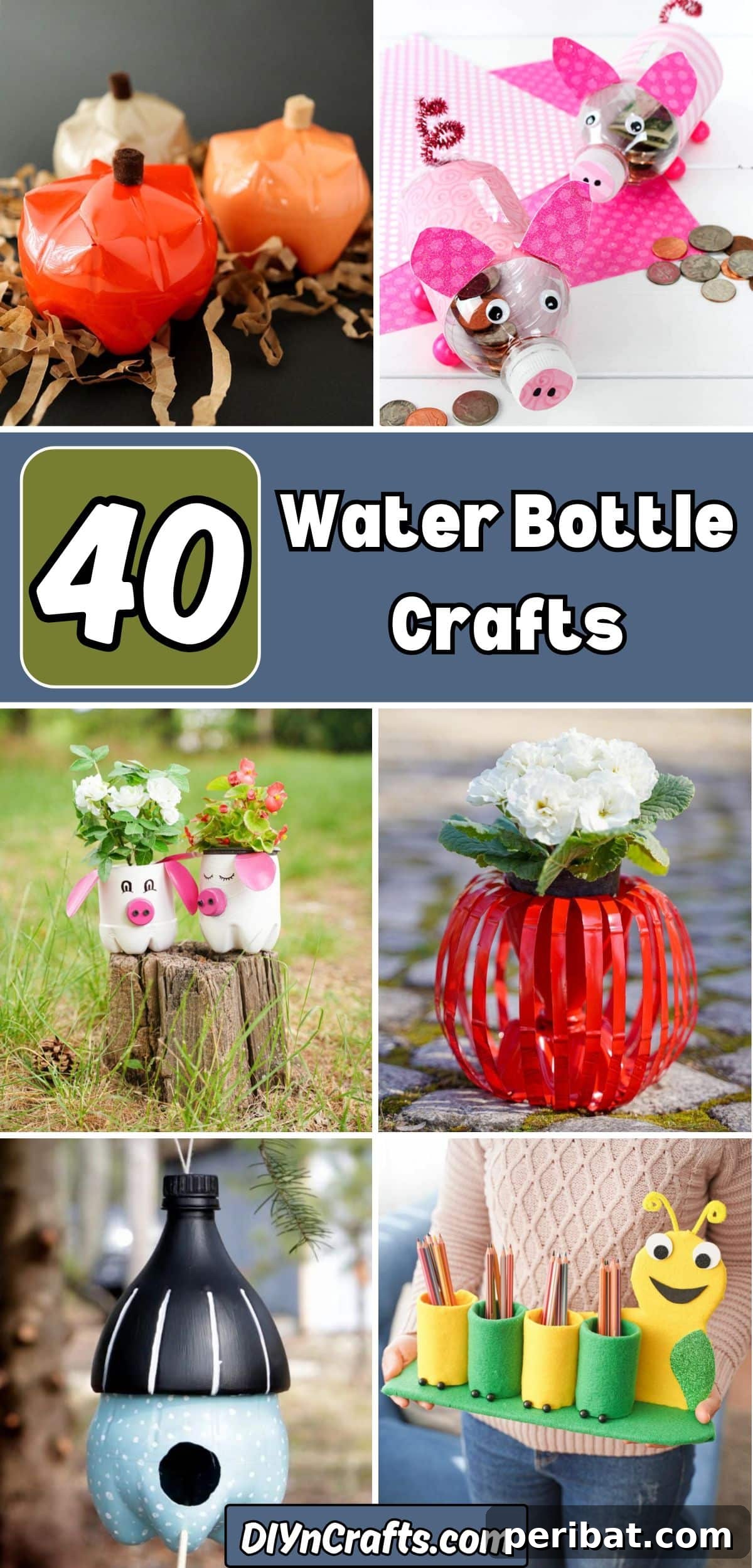 40 Water Bottle Crafts collage.