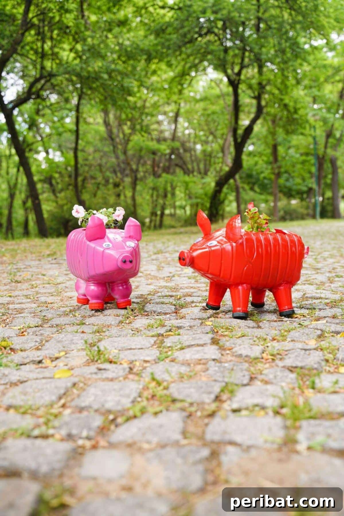 Upcycled Water Bottle Pig Flower Planters