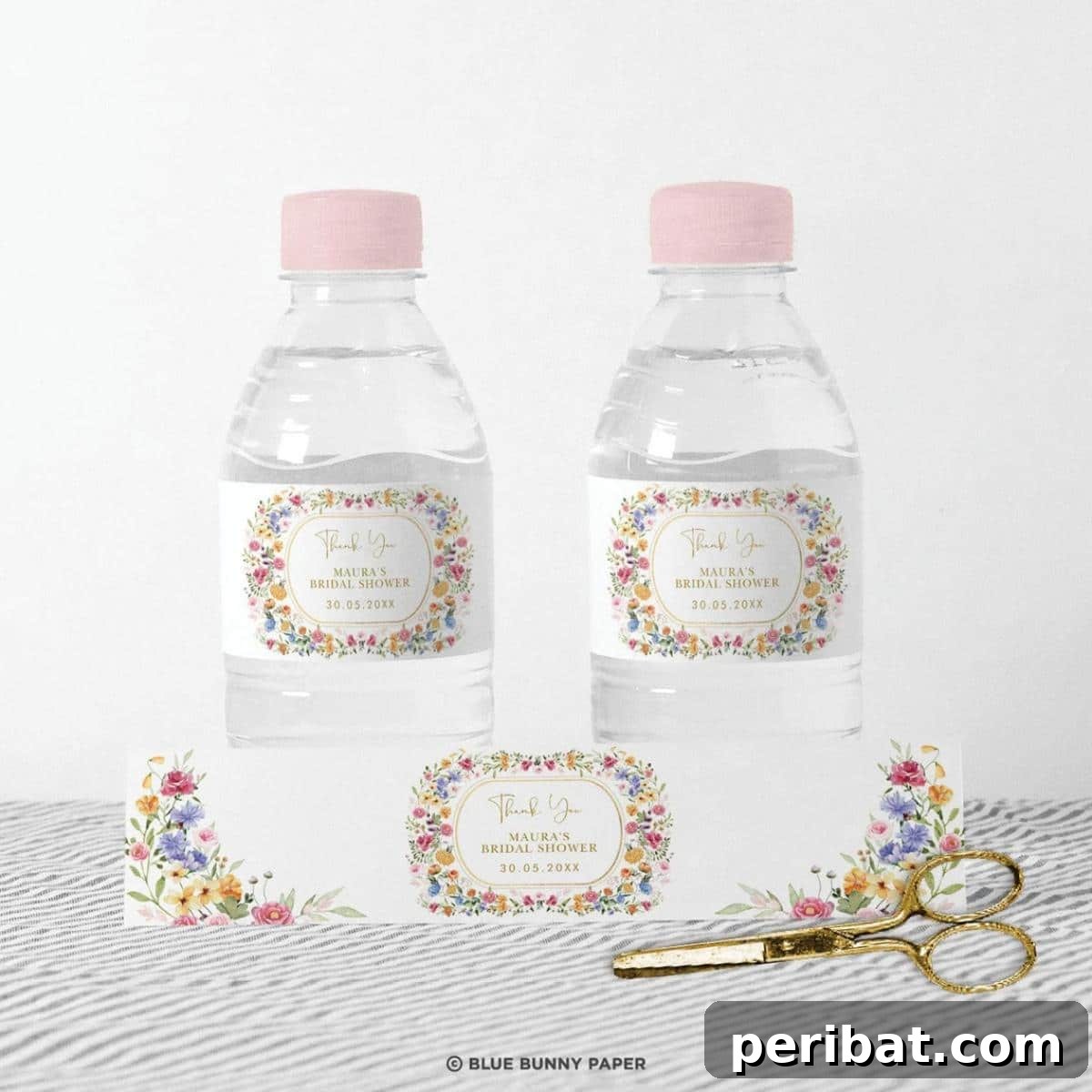 Colorful Flower Water Bottle Label