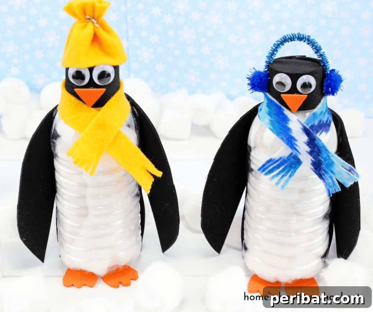 Waddle into Fun: 40 Penguin Craft Projects 16 Water Bottle Penguin Craft, transforming plastic bottles into adorable decorations.