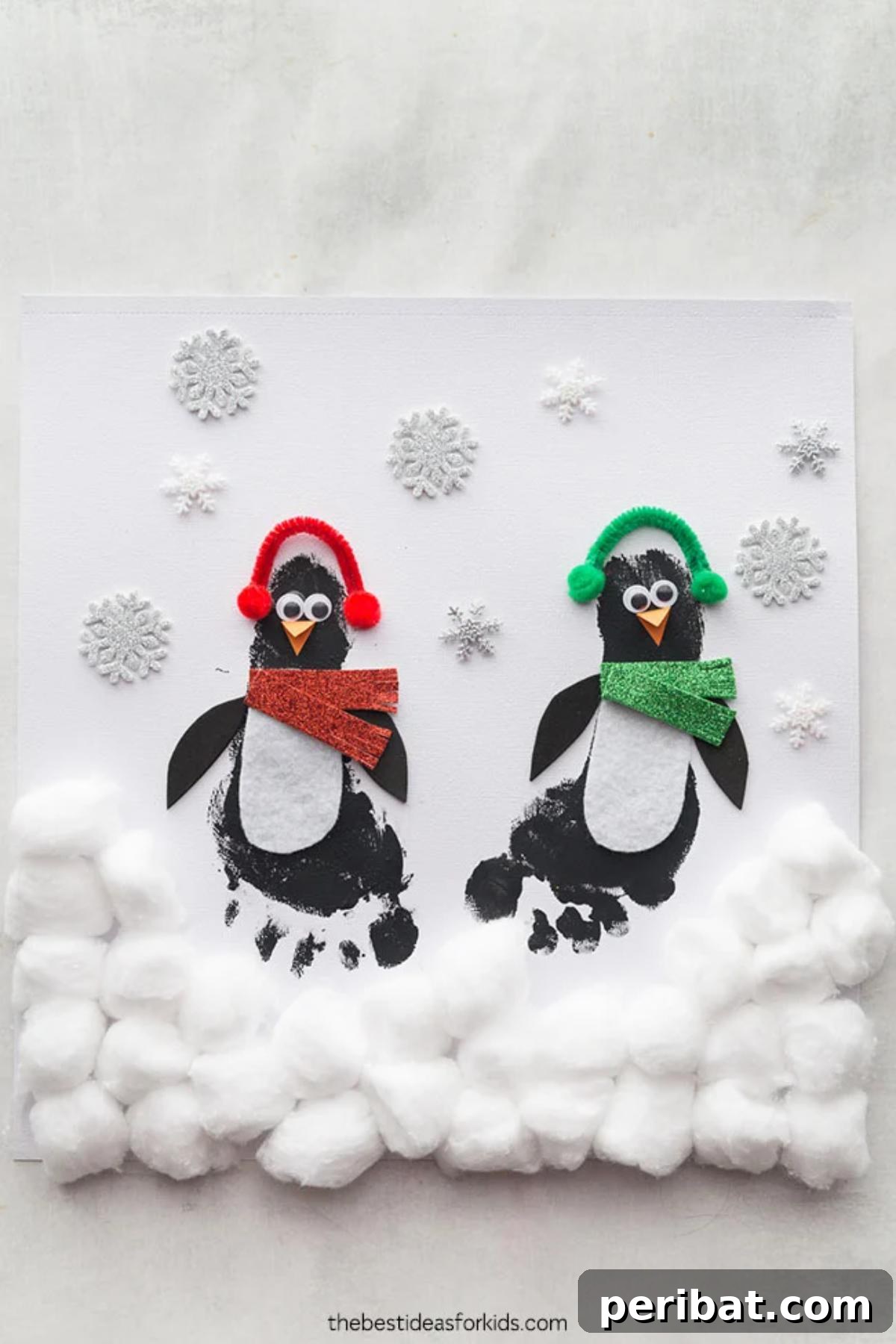 Waddle into Fun: 40 Penguin Craft Projects 17 Penguin Footprint Craft, depicting a child's footprint as a delightful penguin.