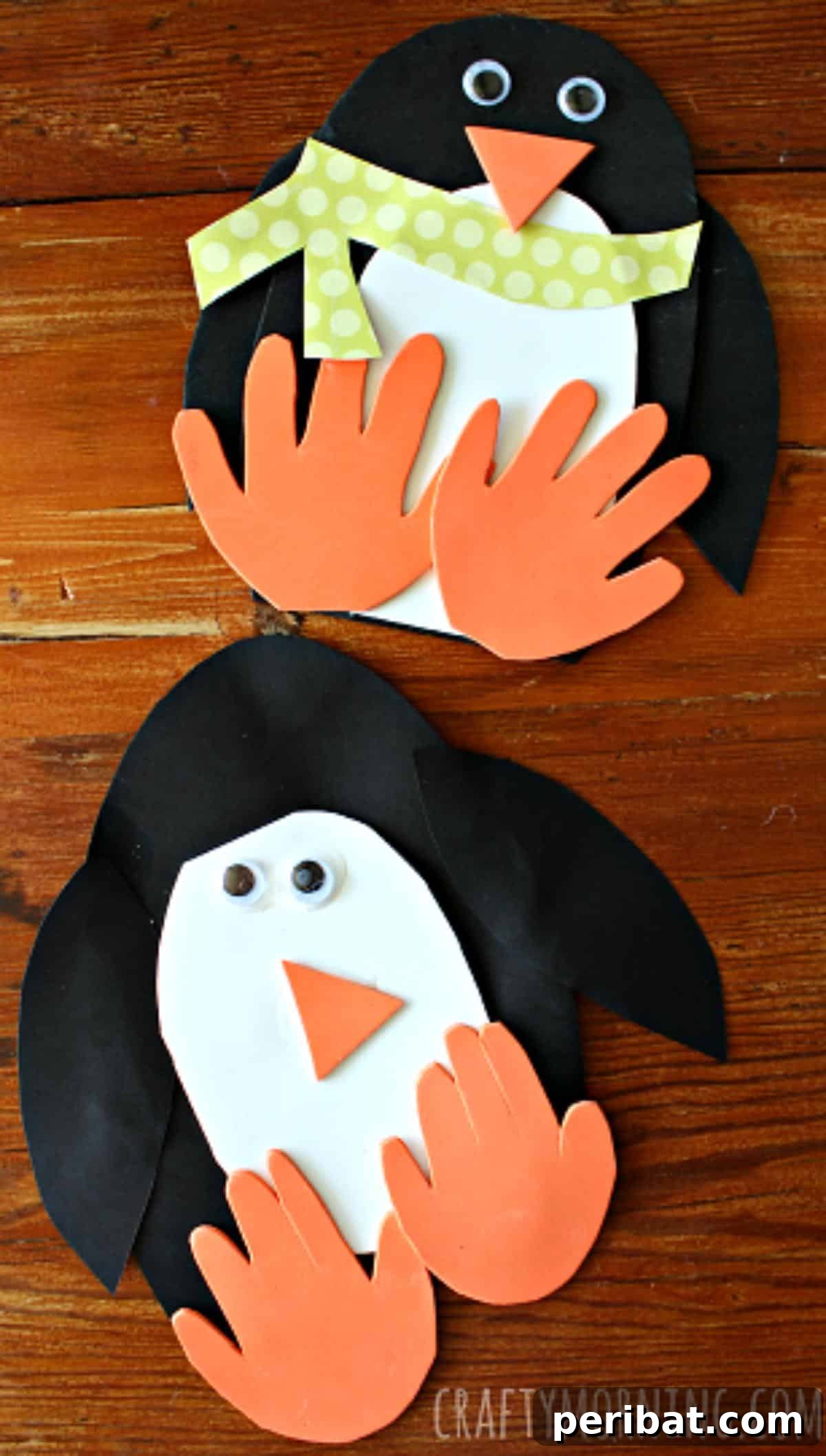 Waddle into Fun: 40 Penguin Craft Projects 19 Handprint Penguin Craft For Kids, transforming a child's handprint into a cute penguin.