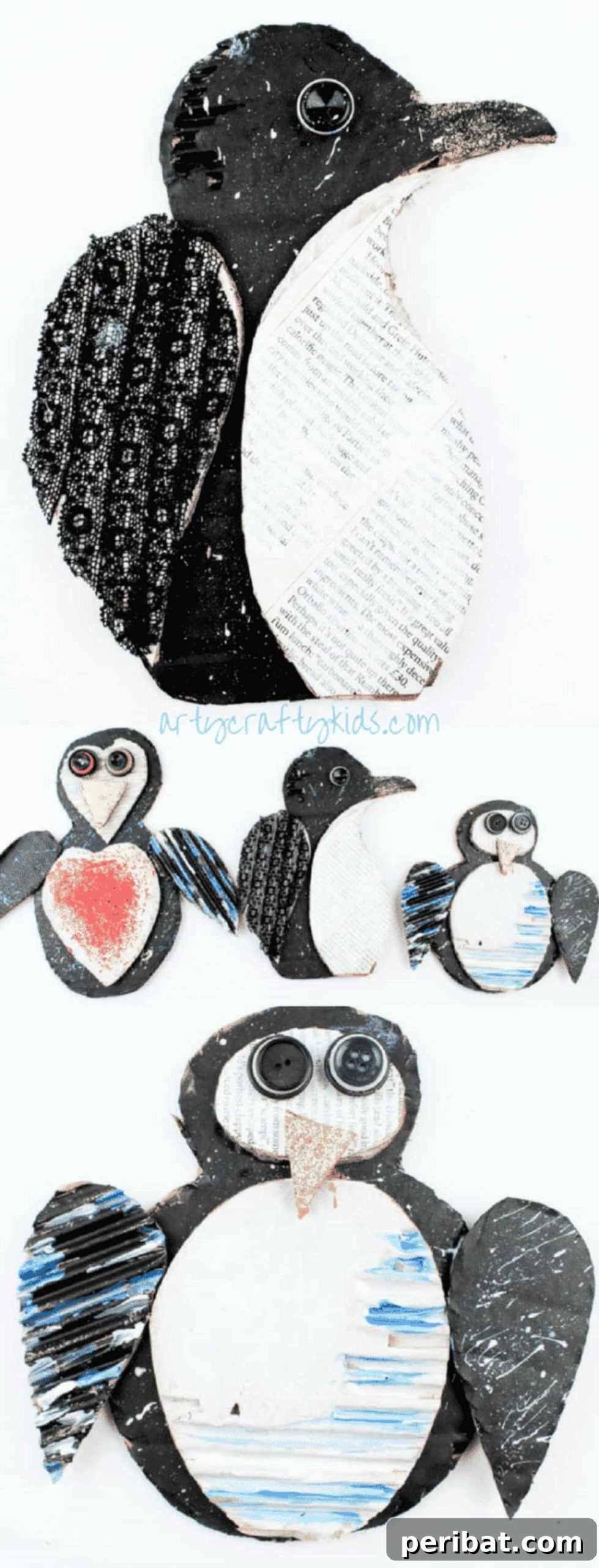 Waddle into Fun: 40 Penguin Craft Projects 21 Cardboard Penguin Craft, combining corrugated cardboard into a textured, environmentally friendly penguin.
