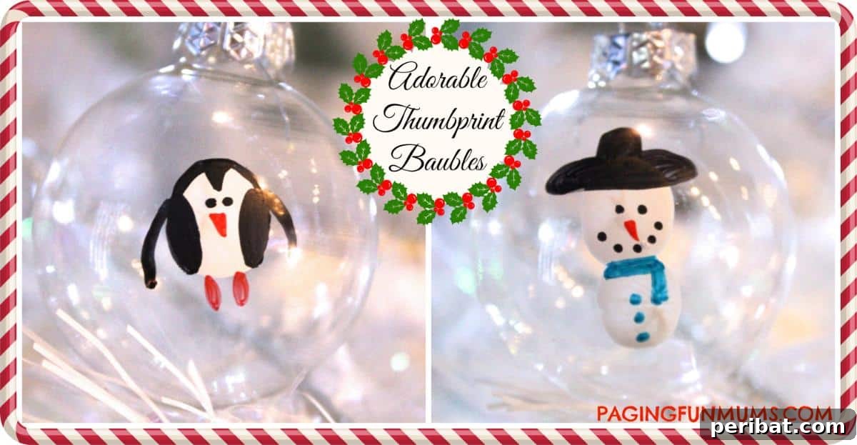 Waddle into Fun: 40 Penguin Craft Projects 31 Adorable Thumbprint Penguin Baubles, turning thumbprints into unique holiday ornaments.