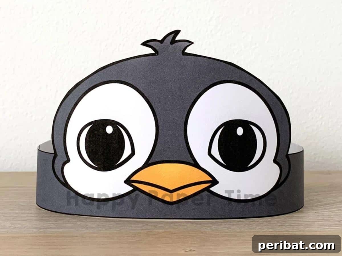 Waddle into Fun: 40 Penguin Craft Projects 38 Penguin Paper Crown Coloring Printable, perfect for parties or educational activities.