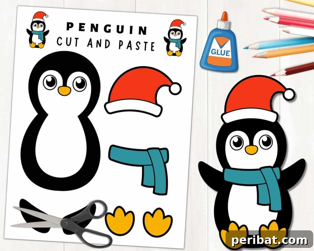 Waddle into Fun: 40 Penguin Craft Projects 41 Cut and Paste Penguin Craft For Kids, an activity for developing fine motor skills.