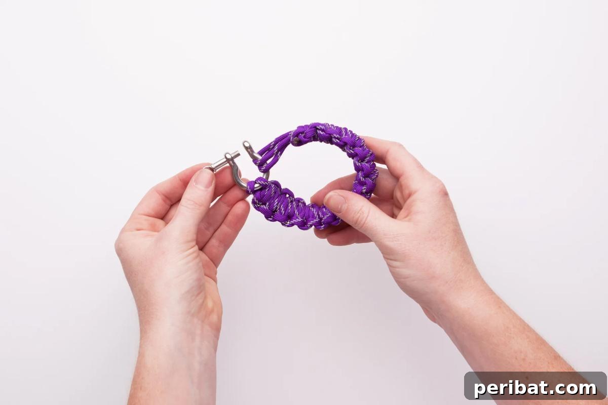 Crafting with Paracord: DIY Ideas and Projects 18 A functional Paracord Survival Bracelet, ready for emergencies.