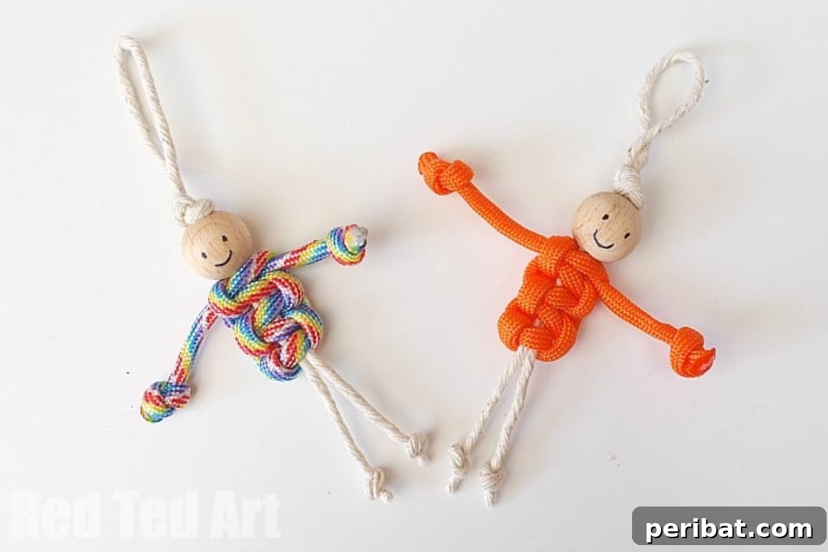 Crafting with Paracord: DIY Ideas and Projects 22 Charming Easy Macrame Dolls created with paracord.