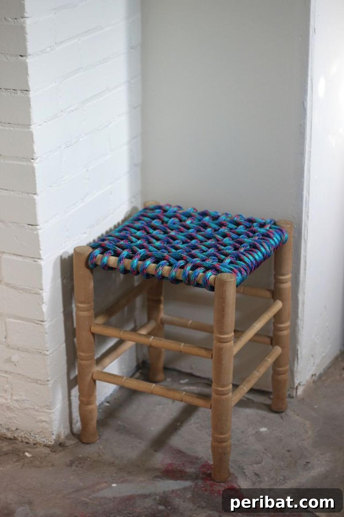Crafting with Paracord: DIY Ideas and Projects 28 Charming Woven Stool DIY Using Paracord, adding character to any room.