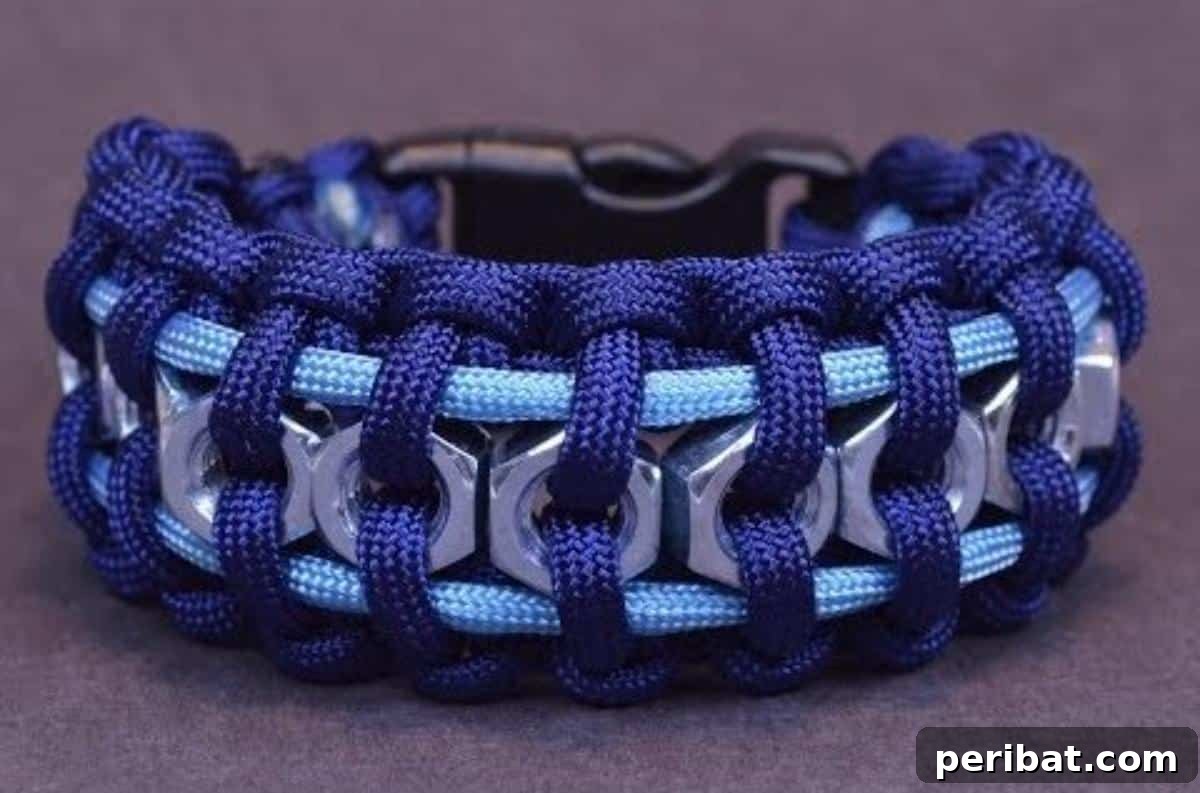 Crafting with Paracord: DIY Ideas and Projects 5 Unique Hex Nut Paracord Bracelet combining rugged and urban styles.