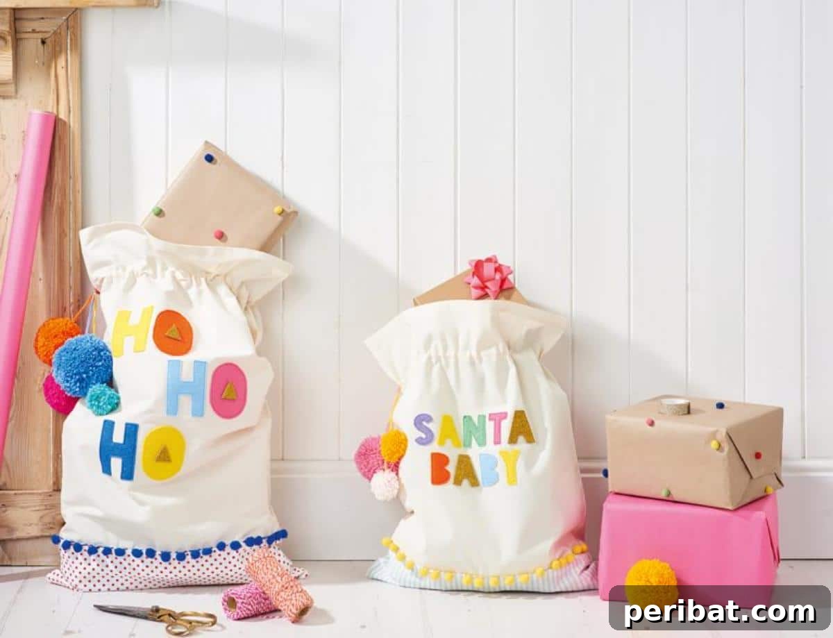 Creative Gift Packaging DIYs 17 Pom Pom Santa Sacks