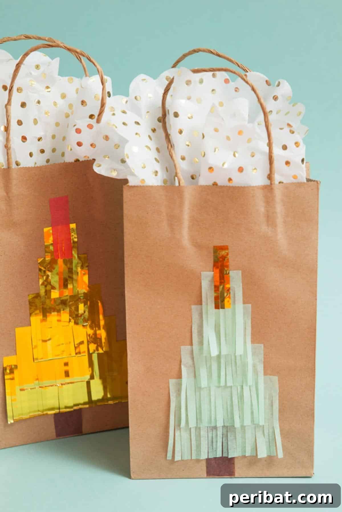 Creative Gift Packaging DIYs 24 DIY Fringe Christmas Tree Gift Wrap Bags