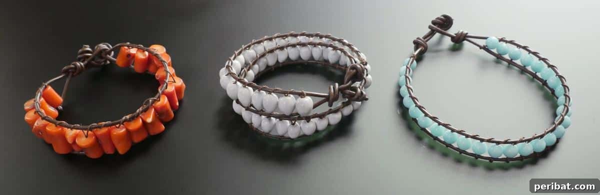 A multi-strand beaded wrap bracelet with various colored beads.
