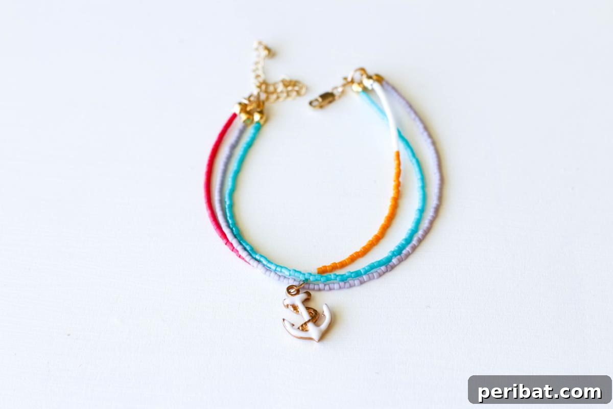 Stylish and colorful seed bead bracelets in a trendy arrangement.
