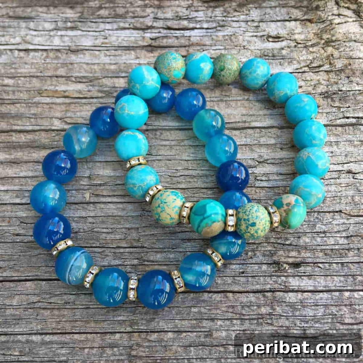Elegant gemstone stretch bracelets with various natural stones.