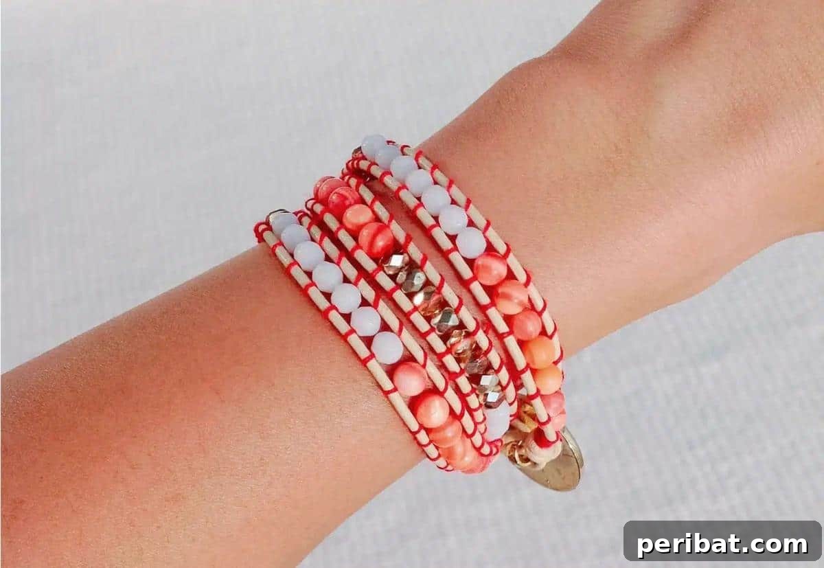 DIY Chan Luu inspired wrap bracelets with beads and leather.
