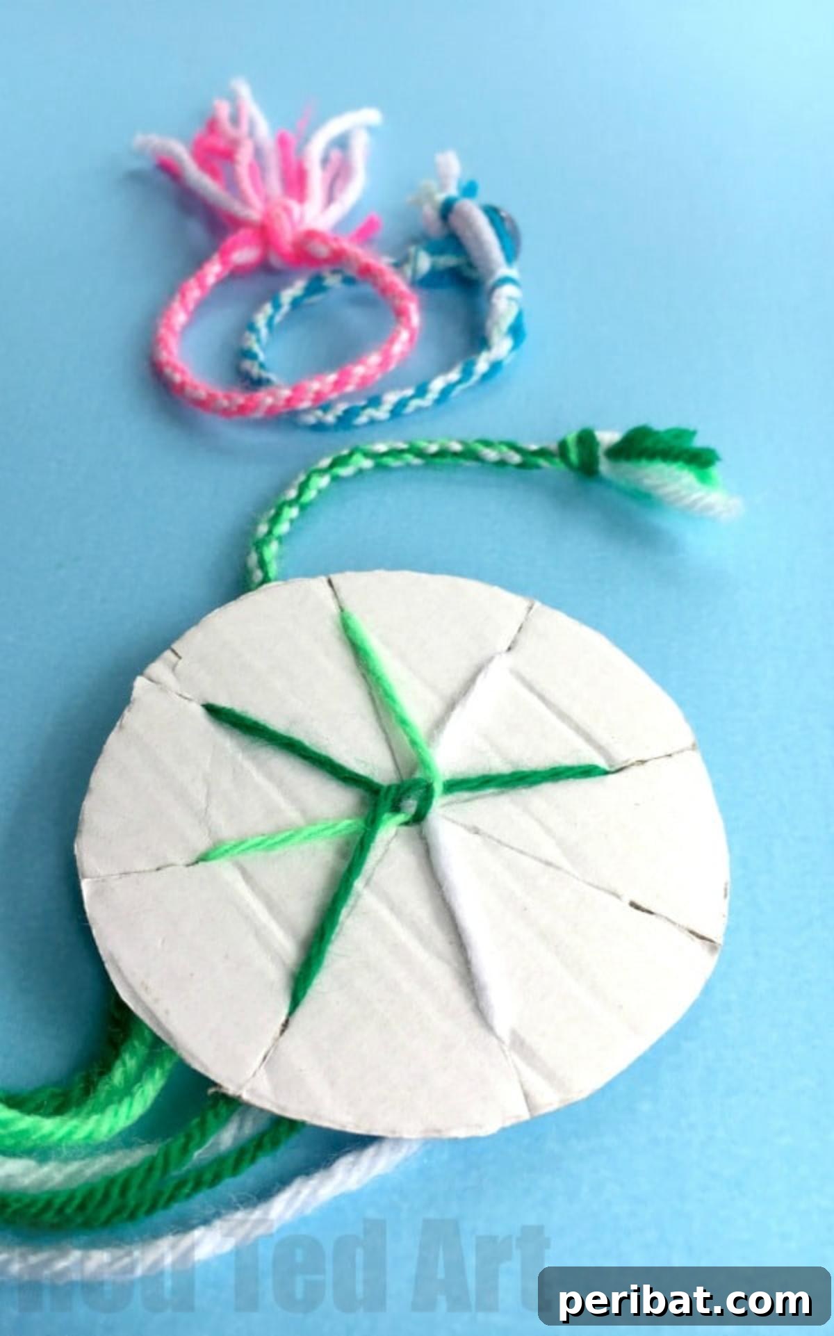 Kids crafting easy friendship bracelets using a simple cardboard loom.
