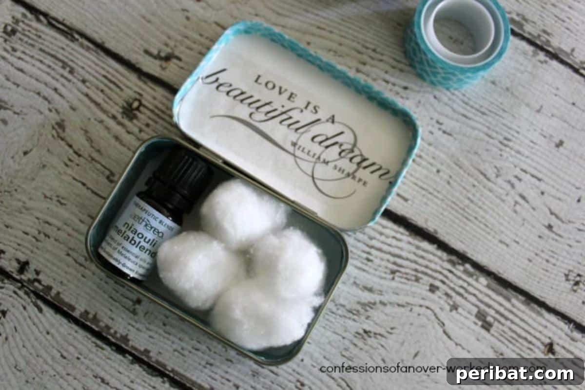 From Mint to Masterpiece: 40 Altoid Tin DIYs 32 DIY Aromatherapy Travel Kit