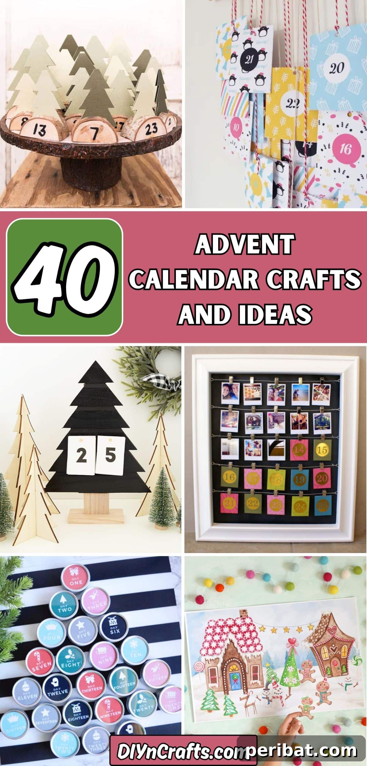 40 Advent Calendar Crafts and Ideas collage.