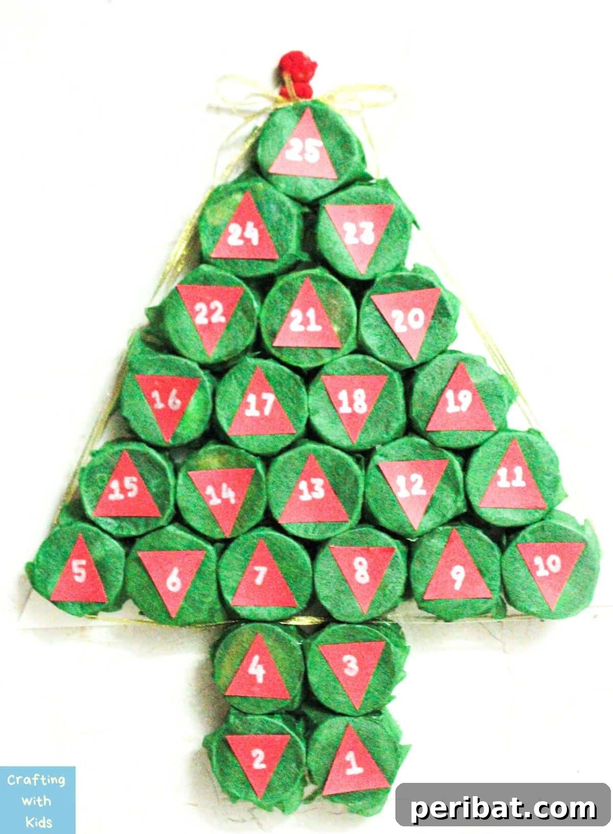 Advent Calendar Christmas Tree from Toilet Paper Rolls
