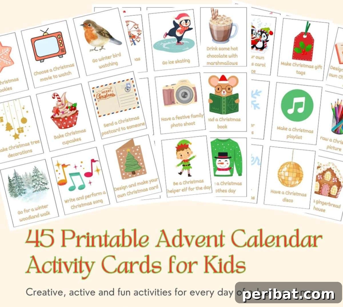 Printable Advent Calendar Activity Cards for Kids