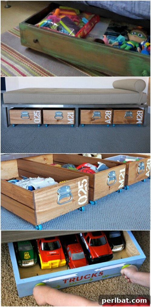 15 Unexpected Uses for Your Old Drawers 4 Rolling under-bed storage bin made from a repurposed dresser drawer