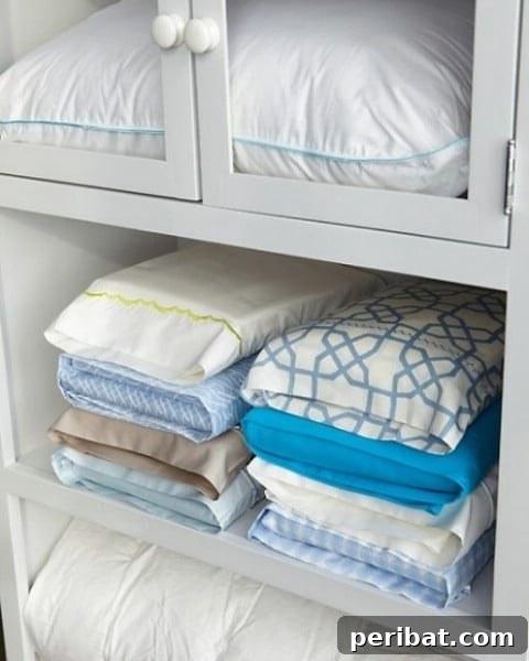 Folded sheet set stored neatly inside a matching pillowcase