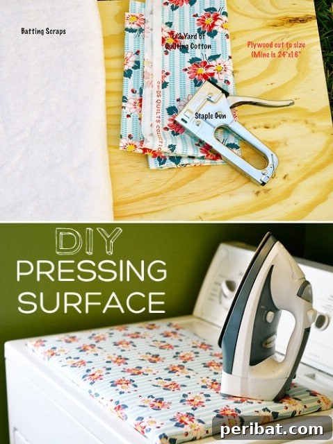 DIY portable pressing mat on a table, replacing a traditional ironing board