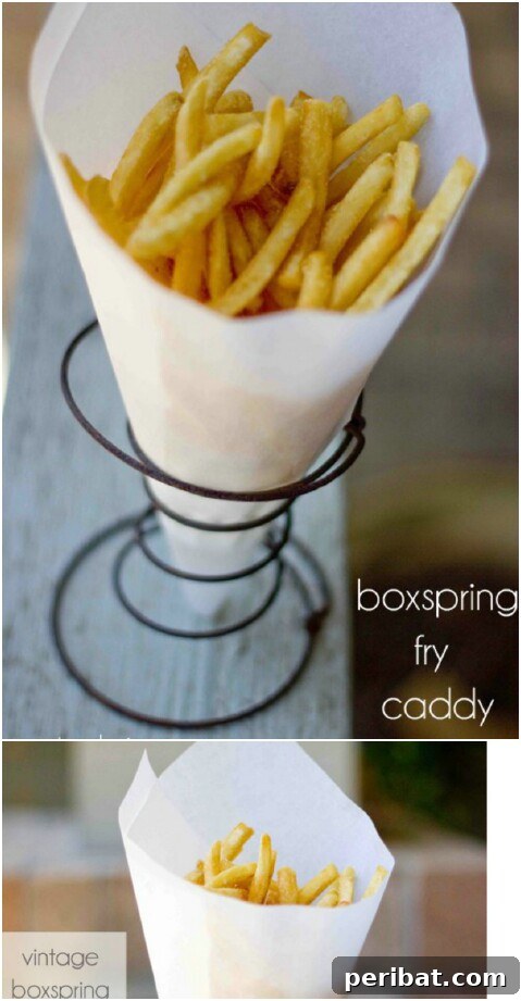 From Scrap to Chic 15 Creative Uses for Old Bed Springs 16 Vintage bed spring fry caddy for serving