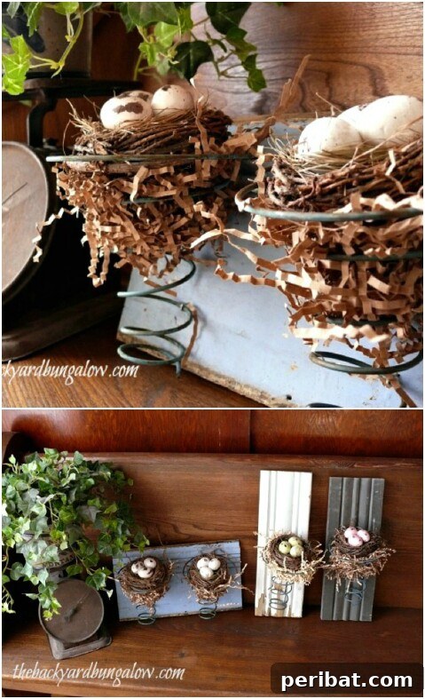 From Scrap to Chic 15 Creative Uses for Old Bed Springs 9 Decorative bird nest display using bed springs