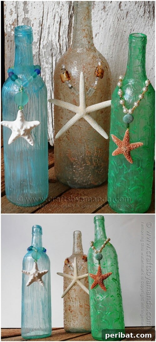 Textured Beachy Wine Bottles