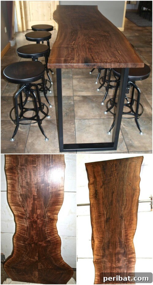 Reclaimed Wood Wonders for a Stylish Sustainable Home 12 Live edge walnut reclaimed wood bar height table