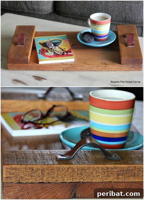 Reclaimed Wood Wonders for a Stylish Sustainable Home 15 Reclaimed wood serving tray with leather straps