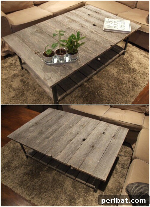 Reclaimed Wood Wonders for a Stylish Sustainable Home 17 Coffee table made from barn wood and railroad track steel