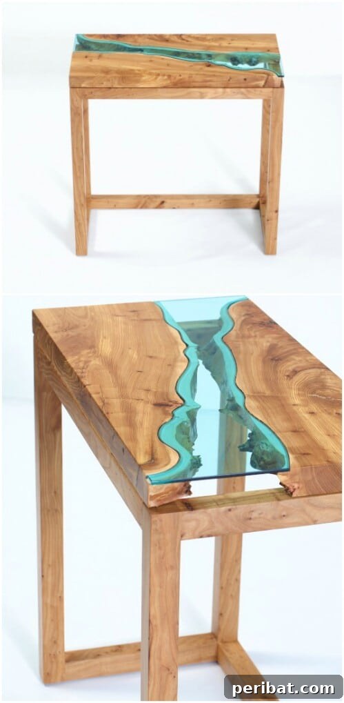 Reclaimed Wood Wonders for a Stylish Sustainable Home 22 River table by Greg Klassen with a glass river through reclaimed wood