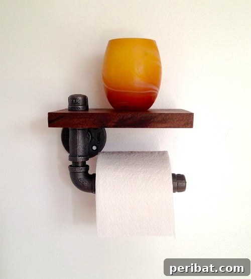 Reclaimed Wood Wonders for a Stylish Sustainable Home 24 Toilet paper holder made from reclaimed wood and industrial pipe