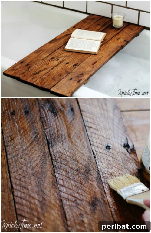 Reclaimed Wood Wonders for a Stylish Sustainable Home 25 Bathtub table made from pallet wood