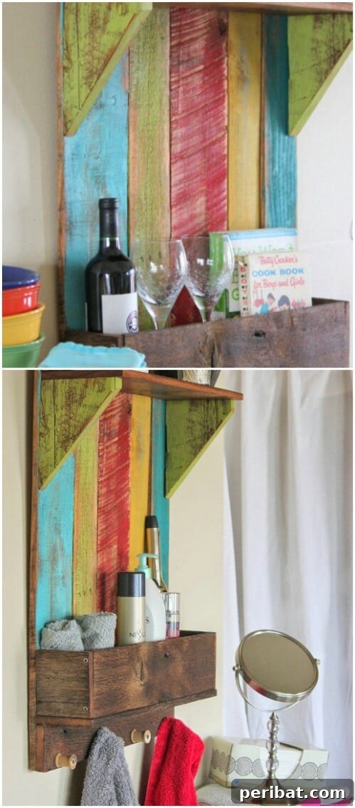 Reclaimed Wood Wonders for a Stylish Sustainable Home 26 Colorful reclaimed wood shelf suitable for bathroom or kitchen