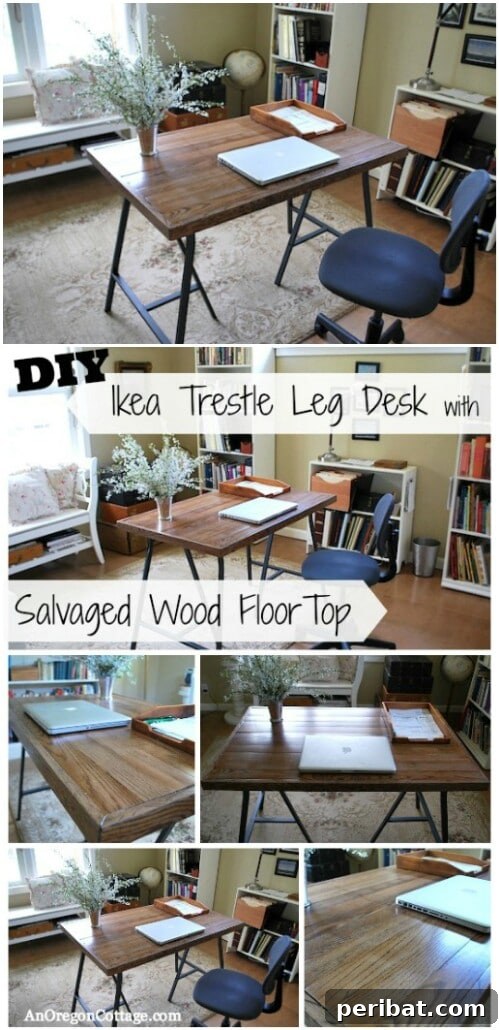 Reclaimed Wood Wonders for a Stylish Sustainable Home 29 Desk with IKEA trestle legs and a reclaimed wood surface